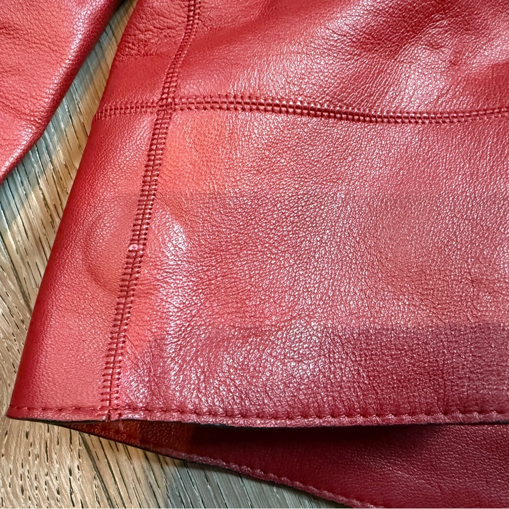 MASSIMO DUTTI 4744 Jacket Women's MEDIUM Leather Asymmetrical Zip Polo Collar - Picture 9 of 12